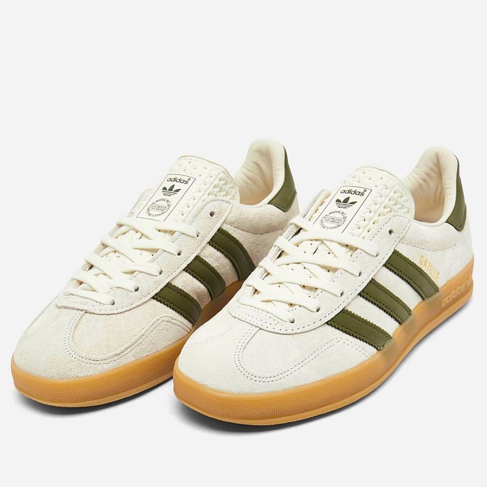🫒 ADIDAS GAZELLE INDOOR WHITE OLIVE 🫒